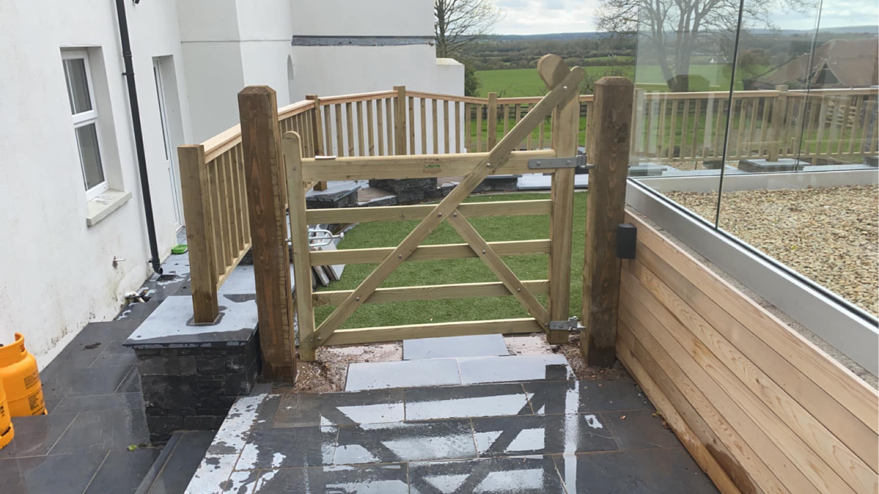 Gated area of a back garden of a house